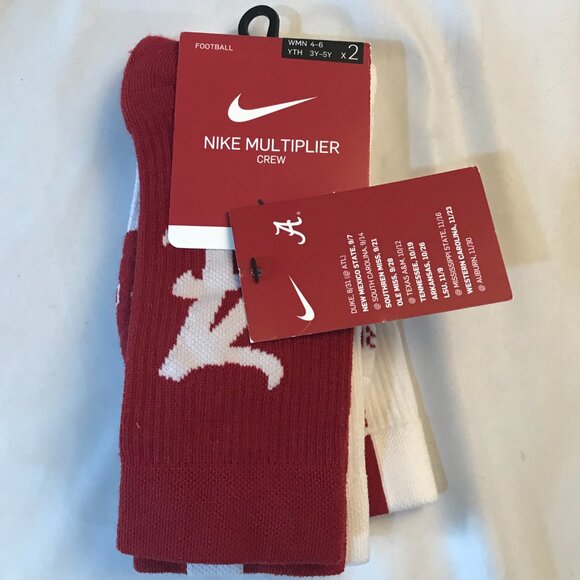 Nike Alabama Crimson Tide Football Crew Socks SX7923-990 Home/Away 2 Pair W 4-6 - Picture 5 of 9